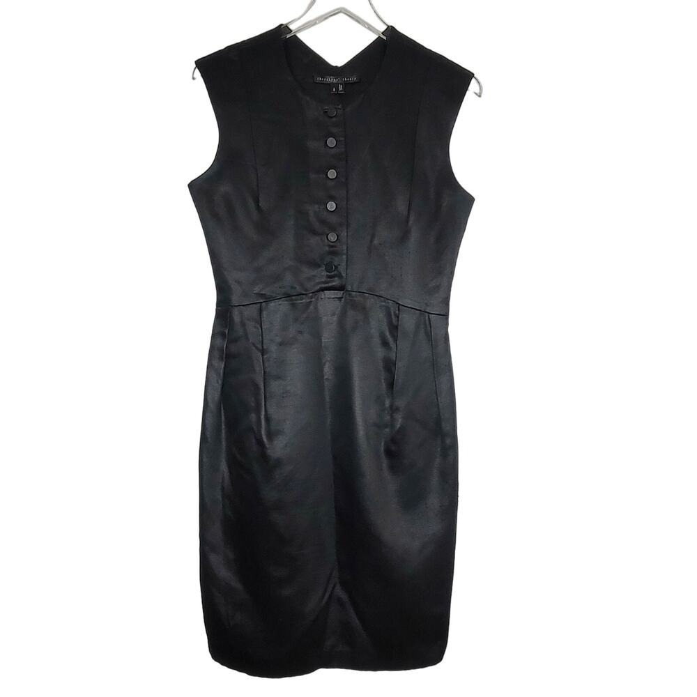 Theyskens Theory Black Wool‎ Blend Dress 8 Sleeveless Sheath Classic Minimal